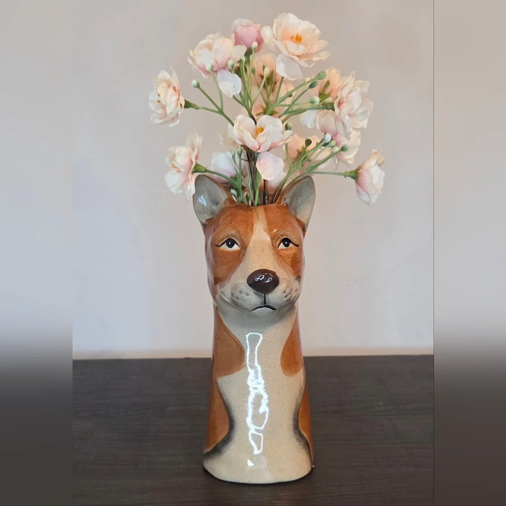 Anthropologie Corgi Dog Ceramic Bud Vase | Cute Animal Planter / Home Decor - Picture 1 of 6